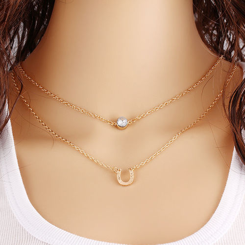 Mulheres Lady Multilayer Moda Alloy Clavícula Gargantilha Colar do encanto cadeia de jóias