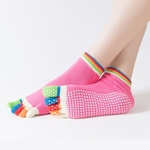 Mulheres Lazer Moda Cinco Toe Socks Sock Yoga Toe com grânulos Texturizing silicone Massagem Deslizamento-Free