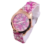 Mulheres Leisure Time Rose Analog Silica Gel rel¨®gio de pulso roxo