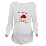 Mulheres Maternidade Wear Papai Noel Impressão bonitos vestem grávida Manga comprida T-shirt