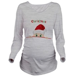 Mulheres Maternidade Wear Papai Noel IMPRESSÃO bonitos Vestem Grávida Manga comprida T-shirt