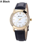 Mulheres moda de luxo jóias Analog Faux pulseira de couro Quartz relógio de pulso