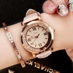 Mulheres moda de luxo Lazer Set Leather inoxidável relógio de quartzo Aço