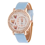 Mulheres Moda Heart-shaped Dial os relógios de quartzo Lady couro de luxo Strap relógio de pulso