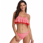 Mulheres Moda Sexy Ruffle Malha de impressão de Split Swimsuit Set Gostar