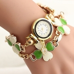 Women Peach Heart Rhinestone Bracelet Watch quartz wrist bracelet GN