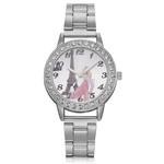 Mulheres Pulseira Quartz Watch Tower padr?o feminino strass rel¨®gio de pulso Rodada Dial Rel¨®gios de pulso Hour Assista