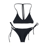 Mulheres Pure sexy do biquini cor do laço de corda Swimsuit Set Backless Brassiere & Briefs fato de banho desgaste da praia