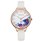 Mulheres Quartz Relógio Rhinestone Embutidos Floral Ultra-fino couro PU Strap Moda Lady relógio de pulso
