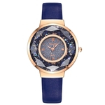 Mulheres relógio de quartzo com Dial rolamento Bead Matte Fina PU Leather Strap Analog Moda relógio de pulso