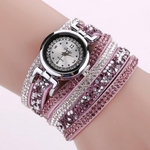 Mulheres Retro Girl Exquisite Weaving Cristal Pulseira Casual relógio de quartzo