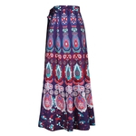 Mulheres Retro Summer Long Skirt Multicolor Printing solto Bohemian Casual Praia Saia