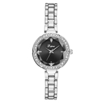 Mulheres Rhinestone Round Dial No Number Slim Alloy Band Quartz Relógio De Pulso Presente