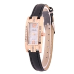 Mulheres Simples Retângulo Shimmer Cristal Assista Couro Watchband relógio de quartzo