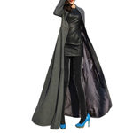 Mulheres Slim Fit Grande Pontas Duplas Long Coat Casaco De Lã De Moda Pano Vento