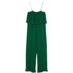 Mulheres Sling Jumpsuit Leg Ampla linha reta cor sólida Chiffon Jumpsuit