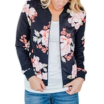 Mulheres Sport Style Outdoor Activity Long Sleeve Flower Impresso Tops Zipper Jacket