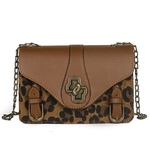 Mulheres Stylidh delicada corrente de cópia do leopardo Crossbody Bag Único Ombro