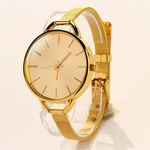 Mulheres ultrafinos quartzo relógio com Alloy malha pulseira relógio de pulso Ornamento do presente moda Assista