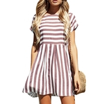 Mulheres Verão Sexy All-jogo Stripe Impressão Magro A-Line Vestido de desgaste da praia