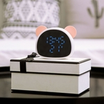 Multi-Function Espelho Gravado relógio com controle de voz USB Night Light Snooze Panda Alarm Clock