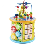 Multifuncional Grande Madeira frisada Treasure Chest Toy enigma para o bebê Crianças