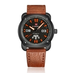 NAVIFORCE 9096 Homens Waterproof Assista Couro Pulseira Movimento Quartz Rel¨®gios