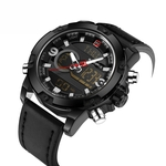 Naviforce Men Digital relógio de quartzo Calendário Semana Luminous Waterproof Couro Strap Sports relógio de pulso