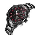 Naviforce Men Quartz Digital Assista Calendário Luminous aço inoxidável impermeável relógio de pulso Sports