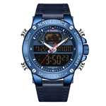 Naviforce Men Quartz Digital Assista Mês Semana Data Waterproof Couro Strap Sports relógio de pulso