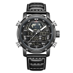 Naviforce Men Quartz Digital Rights Watch Ano Mês Semana Data Waterproof Couro Strap Sports relógio de pulso