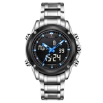 Naviforce Men Quartz Digital Rights Watch Week Data 24 horas LCD aço inoxidável impermeável Sports relógio de pulso