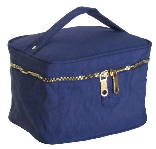 Necessaire Feminina em Nylon Amassado Azul OLY