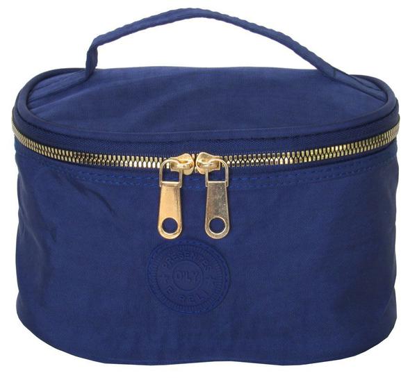 Necessaire Feminina em Nylon Amassado Azul OLY