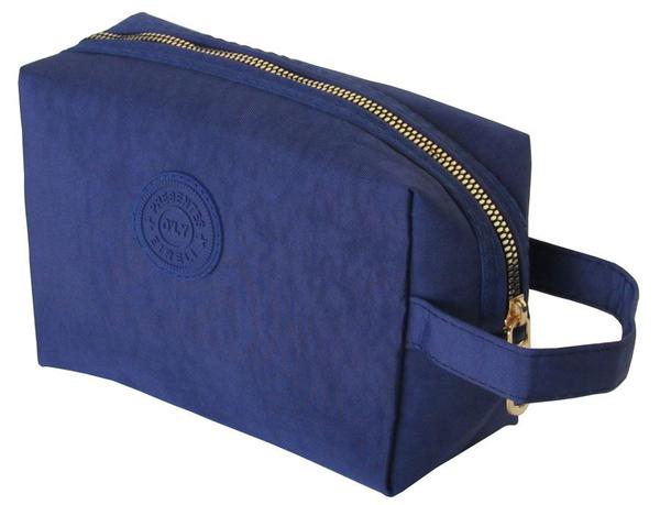 Necessaire Feminina em Nylon Amassado Azul OLY