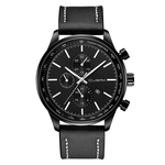 Negócios dos homens de luxo Faux Leather Band vidro de quartzo relógio de pulso Gift Decor