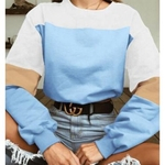 New Casual Chegada curtas com capuz por Mulheres negrito Stripe Long Sleeve Pullover Camisetas Street Style Cordão tops de culturas
