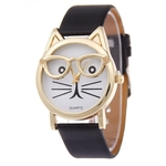 New Cat bonito Óculos Mulheres analógico Quartz Dial relógio de pulso