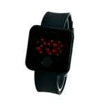 New Ultrafino Luz Homens menina Silicone Digital LED Sports rel¨®gio de pulso Preto