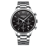 NIBOSI 2326 ultrafinos Waterproof Steel Band Negócios Quartz Assista