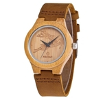 Niceday Bamboo Unisex madeira Assista criativa cervos Quartz Couple Relógios de mão de couro genuíno pulseira relógios