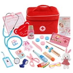 Crianças Simulação de madeira Bag Medicine Box Finja Jogo de Simulação Doctor Toy Injection