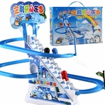 Brand New Eletrônico Rail Escadas Inteligência Toy Música dos desenhos animados Electric Slide subir escadas Rail Car Toys