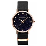 Hannah Martin Lady moda Casual Starry Sky Relógio de pulso Dial Rodada de quartzo com PU Strap