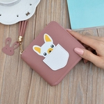 Nova Bolsa Senhora dos desenhos animados Curto cachorro bonito Mude a bolsa do estudante fêmea Zipper Praça Mini Carteira