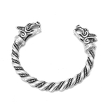 Nova Fenrir Viking Lobo Cabeça Orelha Pulseira Antiga Pesada Banhado A Prata Pulseira