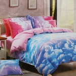 Nova moda colorido céu padrão capa de cama macia edredon capa de edredon fronha conjuntos de cama capa decoração do quarto (tamanho: único, duplo, rei)