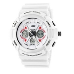 Nova Moda Unissex Sport Watch Analógico / Digital Água Resist Dual Time Multifunction LED de alarme das mulheres dos homens Relógios de mão 6 cores Opção 0966 (Branco)