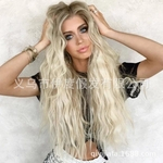 New European and American Wig High Temperature Silk Chemical Fiber Hair Golden Gradient Long Curly Hair Mid Wig Factory Wholesale