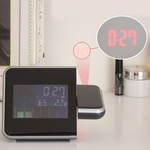 Novo LCD Digital Time Projector Snooze Despertador Temperatura Tempo Umidade relógio Colorido LED Tela Tabela Relógios de Mesa
